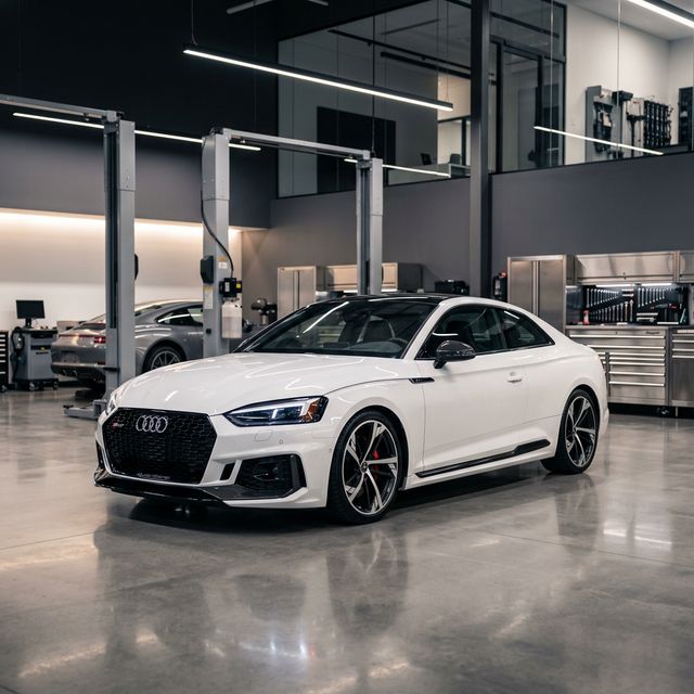 White Audi RS5 at Alpine Motorworks