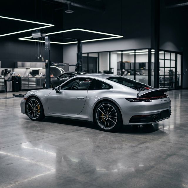 Silver Porsche 911 at Alpine Motorworks